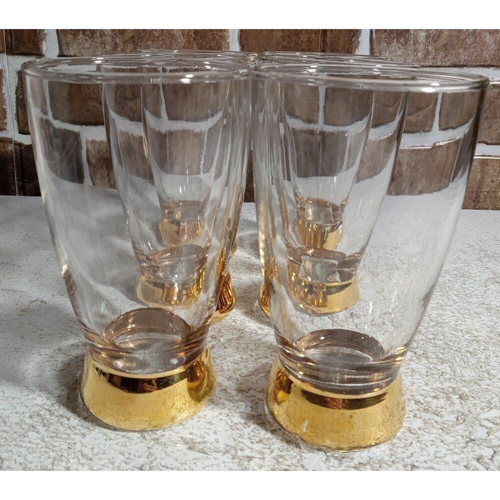 Vintage Gold Bottom Tumblers Set Of 6